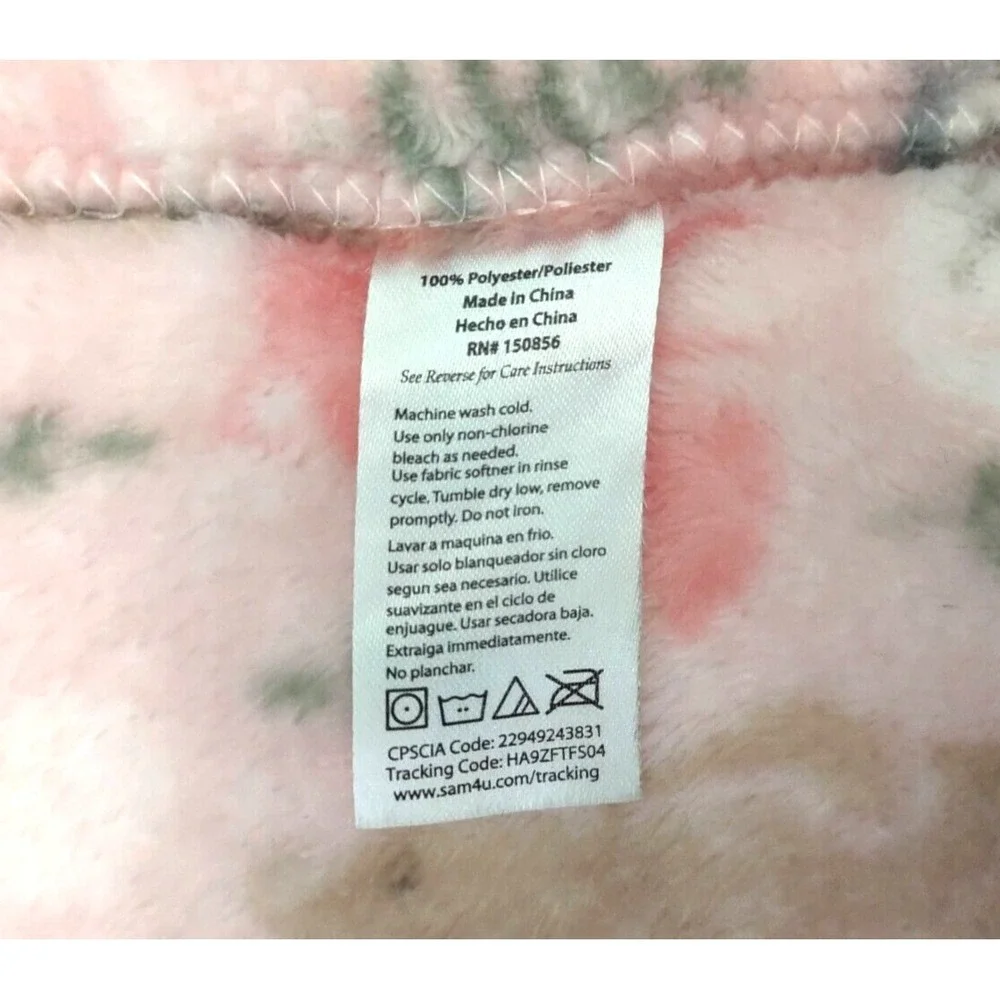Pink Forest Animals Fleece Baby Girl Blanket 30